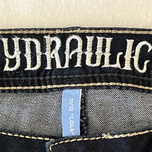 Hydraulic Women's Lola Distressed Micro Boot Stretch Navy Denim Jeans 11/12 NWT - Picture 10 of 16